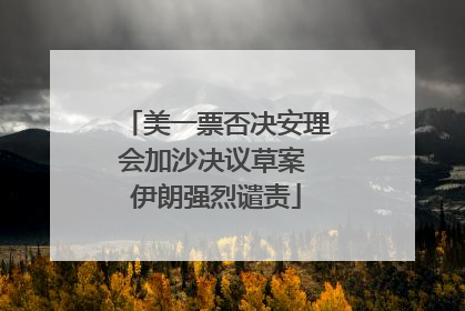 美一票否决安理会加沙决议草案 伊朗强烈谴责